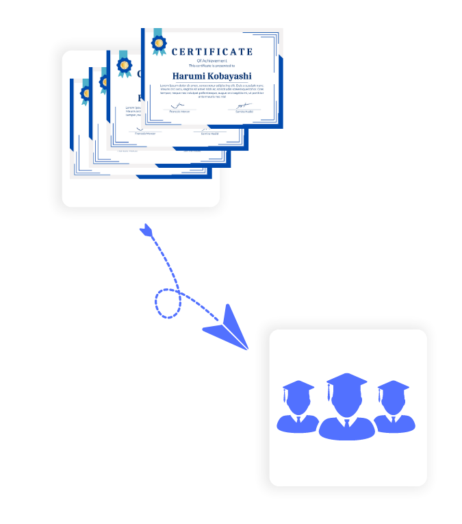 Send verifiable certificates in one click and celebrate achievements instantly